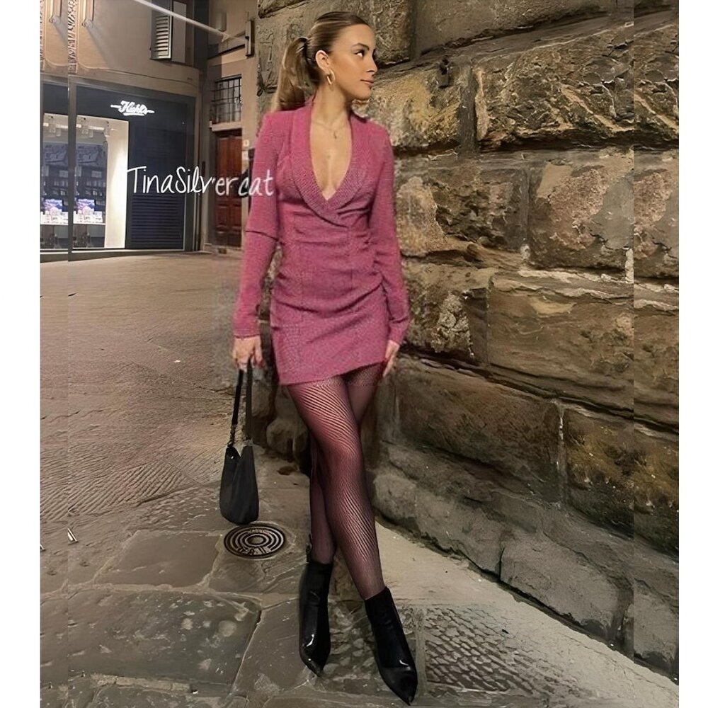 BLOGGER'S FAVE! Zara Blazer Mini Dress Pink Black Sz XS, S, M, L NWT